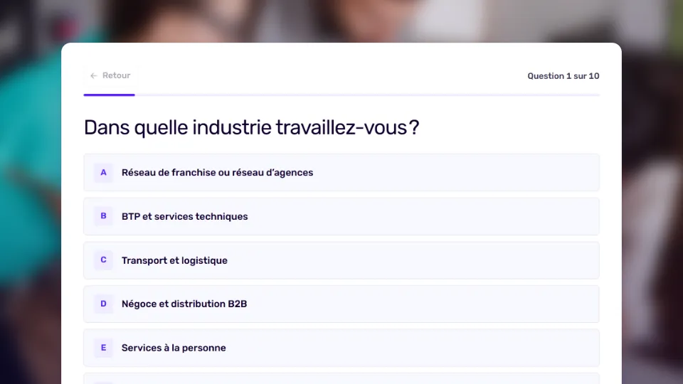 Première question du simulateur : dans quelle industrie travaillez-vous ?