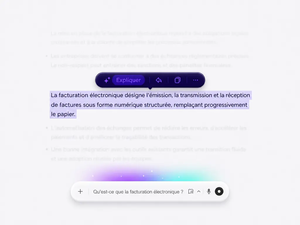 La définition de la facturation électronique affichée dans une interface