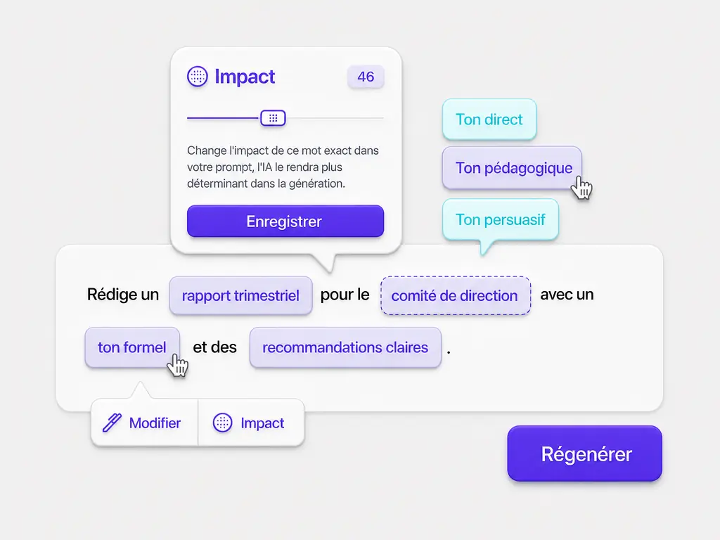 Une consigne à une IA dont on règle le ton et l'impact